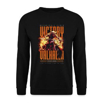 Motorcycle Norse Viking Victory Or Valhalla - Unisex Sweatshirt - black - Front - Alina (178cm) & Michal (187cm)
