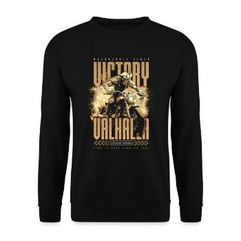 Motorcycle Norse Viking Victory Or Valhalla - Unisex Sweatshirt - black - Front - Alina (178cm) & Michal (187cm)
