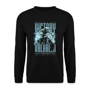 Motorcycle Norse Viking Victory Or Valhalla - Unisex Sweatshirt - black - Front - Alina (178cm) & Michal (187cm)