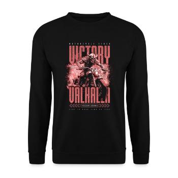 Motorcycle Norse Viking Victory Or Valhalla - Unisex Sweatshirt - black - Front - Alina (178cm) & Michal (187cm)