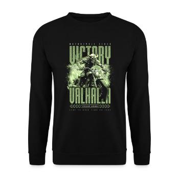 Motorcycle Norse Viking Victory Or Valhalla - Unisex Sweatshirt - black - Front - Alina (178cm) & Michal (187cm)