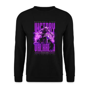 Motorcycle Norse Viking Victory Or Valhalla - Unisex Sweatshirt - black - Front - Alina (178cm) & Michal (187cm)