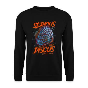Ernsthaft im Bereich Diskusfische seit 1930 - Unisex Pullover - Schwarz - Vorne - Alina (178cm) & Michal (187cm)