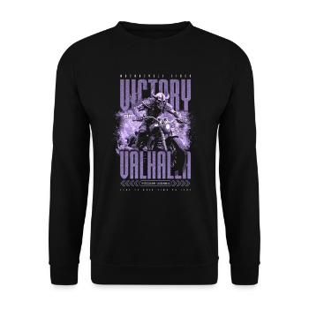 Motorcycle Norse Viking Victory Or Valhalla - Unisex Sweatshirt - black - Front - Alina (178cm) & Michal (187cm)