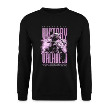 Motorcycle Norse Viking Victory Or Valhalla - Unisex Sweatshirt - black - Front - Alina (178cm) & Michal (187cm)