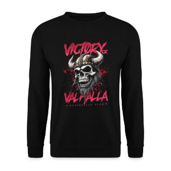 Motorcycle Norse Viking Victory Or Valhalla - Unisex Sweatshirt - black - Front - Alina (178cm) & Michal (187cm)