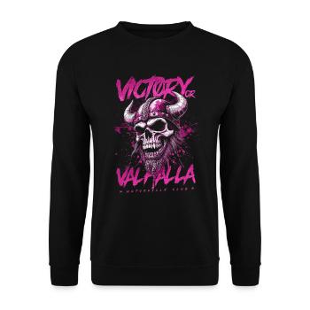 Motorcycle Norse Viking Victory Or Valhalla - Unisex Sweatshirt - black - Front - Alina (178cm) & Michal (187cm)