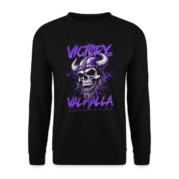 Motorcycle Norse Viking Victory Or Valhalla - Unisex Sweatshirt - black - Front - Alina (178cm) & Michal (187cm)