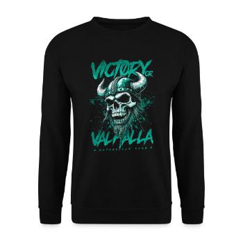 Motorcycle Norse Viking Victory Or Valhalla - Unisex Sweatshirt - black - Front - Alina (178cm) & Michal (187cm)