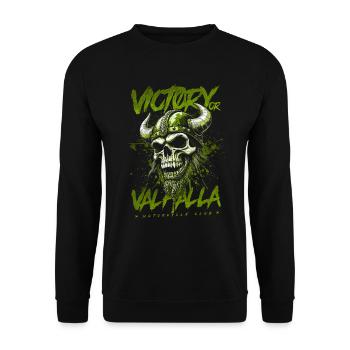 Motorcycle Norse Viking Victory Or Valhalla - Unisex Sweatshirt - black - Front - Alina (178cm) & Michal (187cm)