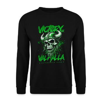 Motorcycle Norse Viking Victory Or Valhalla - Unisex Sweatshirt - black - Front - Alina (178cm) & Michal (187cm)