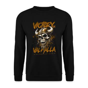 Motorcycle Norse Viking Victory Or Valhalla - Unisex Sweatshirt - black - Front - Alina (178cm) & Michal (187cm)
