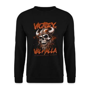 Motorcycle Norse Viking Victory Or Valhalla - Unisex Sweatshirt - black - Front - Alina (178cm) & Michal (187cm)
