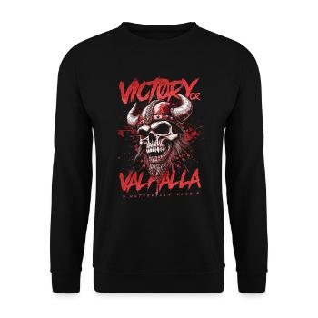 Motorcycle Norse Viking Victory Or Valhalla - Unisex Sweatshirt - black - Front - Alina (178cm) & Michal (187cm)