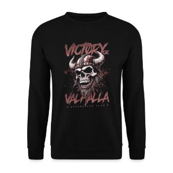 Motorcycle Norse Viking Victory Or Valhalla - Unisex Sweatshirt - black - Front - Alina (178cm) & Michal (187cm)