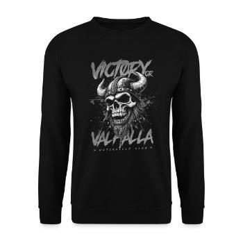 Motorcycle Norse Viking Victory Or Valhalla - Unisex Sweatshirt - black - Front - Alina (178cm) & Michal (187cm)