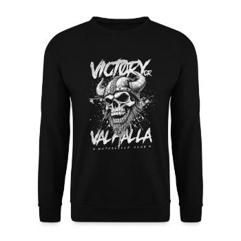 Motorcycle Norse Viking Victory Or Valhalla - Unisex Sweatshirt - black - Front - Alina (178cm) & Michal (187cm)