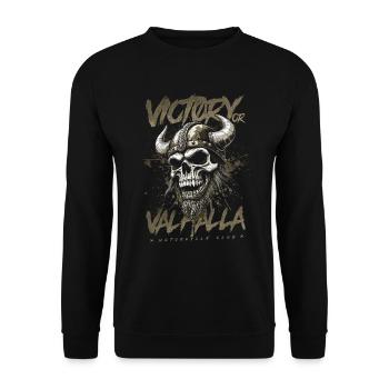 Motorcycle Norse Viking Victory Or Valhalla - Unisex Sweatshirt - black - Front - Alina (178cm) & Michal (187cm)