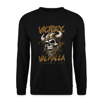 Motorcycle Norse Viking Victory Or Valhalla - Unisex Sweatshirt - black - Front - Alina (178cm) & Michal (187cm)