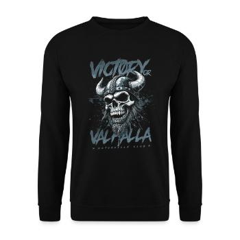 Motorcycle Norse Viking Victory Or Valhalla - Unisex Sweatshirt - black - Front - Alina (178cm) & Michal (187cm)
