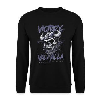 Motorcycle Norse Viking Victory Or Valhalla - Unisex Sweatshirt - black - Front - Alina (178cm) & Michal (187cm)