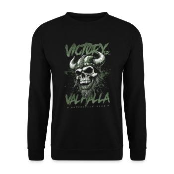 Motorcycle Norse Viking Victory Or Valhalla - Unisex Sweatshirt - black - Front - Alina (178cm) & Michal (187cm)