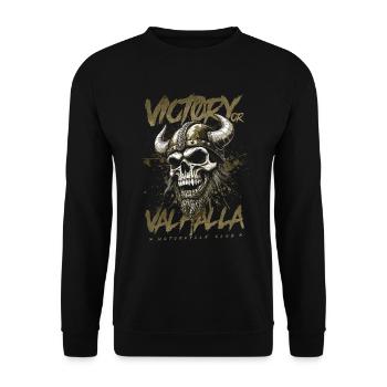 Motorcycle Norse Viking Victory Or Valhalla - Unisex Sweatshirt - black - Front - Alina (178cm) & Michal (187cm)