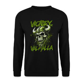 Norse Viking Victory Or Valhalla - Unisex Sweatshirt - black - Front - Alina (178cm) & Michal (187cm)