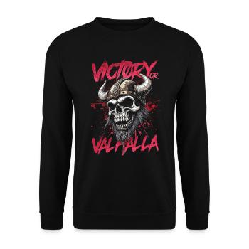Norse Viking Victory Or Valhalla - Unisex Sweatshirt - black - Front - Alina (178cm) & Michal (187cm)