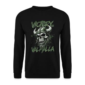 Norse Viking Victory Or Valhalla - Unisex Sweatshirt - black - Front - Alina (178cm) & Michal (187cm)