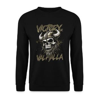 Norse Viking Victory Or Valhalla - Unisex Sweatshirt - black - Front - Alina (178cm) & Michal (187cm)