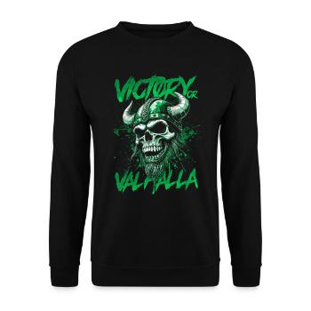 Norse Viking Victory Or Valhalla - Unisex Sweatshirt - black - Front - Alina (178cm) & Michal (187cm)