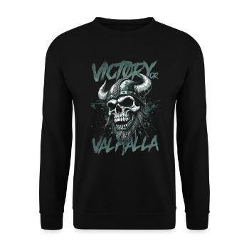 Norse Viking Victory Or Valhalla - Unisex Sweatshirt - black - Front - Alina (178cm) & Michal (187cm)