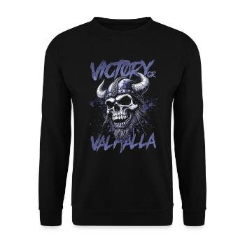 Norse Viking Victory Or Valhalla - Unisex Sweatshirt - black - Front - Alina (178cm) & Michal (187cm)