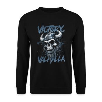 Norse Viking Victory Or Valhalla - Unisex Sweatshirt - black - Front - Alina (178cm) & Michal (187cm)