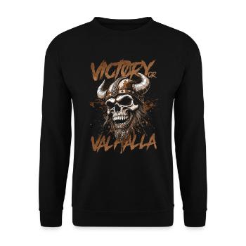 Norse Viking Victory Or Valhalla - Unisex Sweatshirt - black - Front - Alina (178cm) & Michal (187cm)