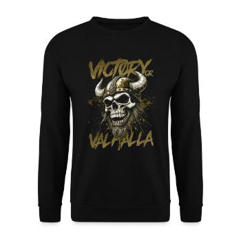 Norse Viking Victory Or Valhalla - Unisex Sweatshirt - black - Front - Alina (178cm) & Michal (187cm)