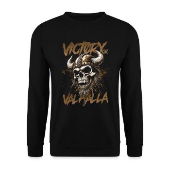 Norse Viking Victory Or Valhalla - Unisex Sweatshirt - black - Front - Alina (178cm) & Michal (187cm)