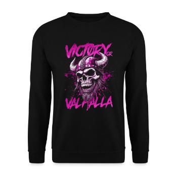 Norse Viking Victory Or Valhalla - Unisex Sweatshirt - black - Front - Alina (178cm) & Michal (187cm)