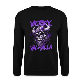 Norse Viking Victory Or Valhalla - Unisex Sweatshirt - black - Front - Alina (178cm) & Michal (187cm)