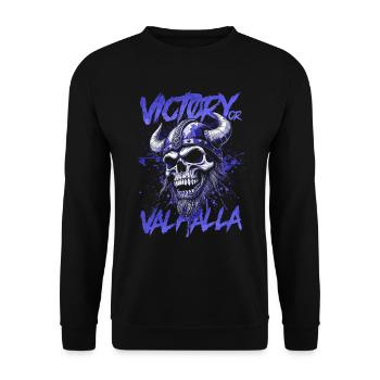 Norse Viking Victory Or Valhalla - Unisex Sweatshirt - black - Front - Alina (178cm) & Michal (187cm)