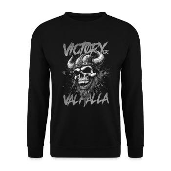 Norse Viking Victory Or Valhalla - Unisex Sweatshirt - black - Front - Alina (178cm) & Michal (187cm)