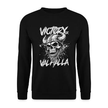 Norse Viking Victory Or Valhalla - Unisex Sweatshirt - black - Front - Alina (178cm) & Michal (187cm)