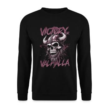 Norse Viking Victory Or Valhalla - Unisex Sweatshirt - black - Front - Alina (178cm) & Michal (187cm)