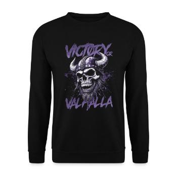 Norse Viking Victory Or Valhalla - Unisex Sweatshirt - black - Front - Alina (178cm) & Michal (187cm)