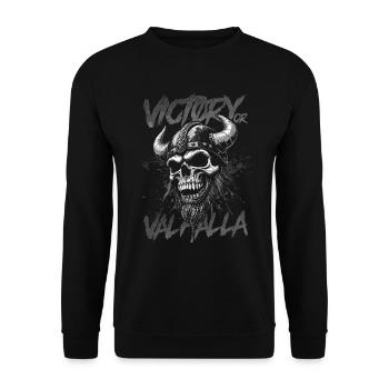 Norse Viking Victory Or Valhalla - Unisex Sweatshirt - black - Front - Alina (178cm) & Michal (187cm)