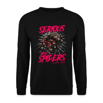 Ernsthaft über Spinnen Haustier Vogelspinne geboren 1968 - Unisex Pullover - Schwarz - Vorne - Alina (178cm) & Michal (187cm)