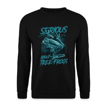 Sérieux au sujet des grenouilles arboricoles aux yeux rouges Gardien d’amphibiens - Sweat-shirt Unisexe - noir - Devant - Alina (178cm) & Michal (187cm)