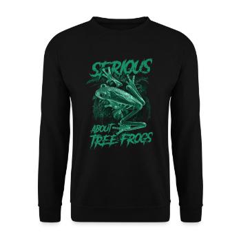 Sérieux au sujet des grenouilles arboricoles aux yeux rouges Gardien d’amphibiens - Sweat-shirt Unisexe - noir - Devant - Alina (178cm) & Michal (187cm)