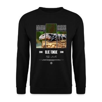 Blue Tongue Skink Reptile Keeper Streetwear - Unisex Pullover - Schwarz - Vorne - Alina (178cm) & Michal (187cm)